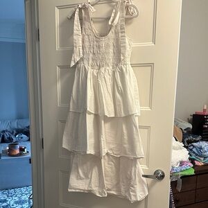 Cleobella White tiered dress with bows -